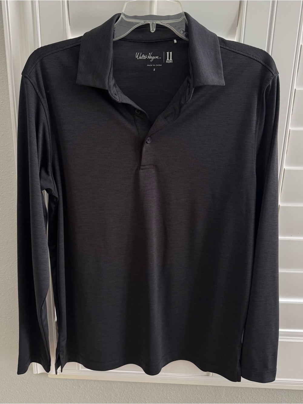 Men’s Walter Hagen 11 charcoal gray long sleeve golf polo shirt size Small